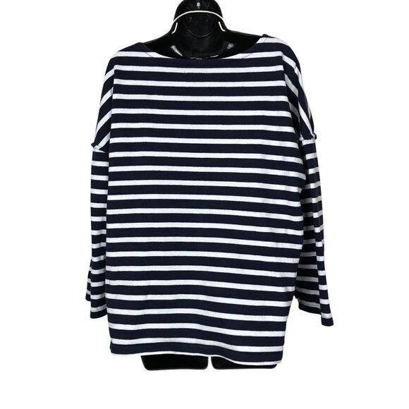 Madewell Navy and White Striped Sweatshirt - Picture 5 of 7
